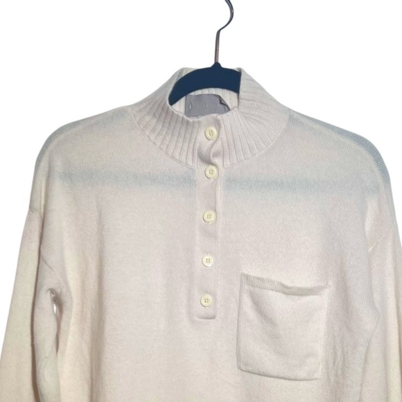 Everlane Ivory Cream Cashmere Wool Henley Pocket Sweater Medium - Picture 3 of 10